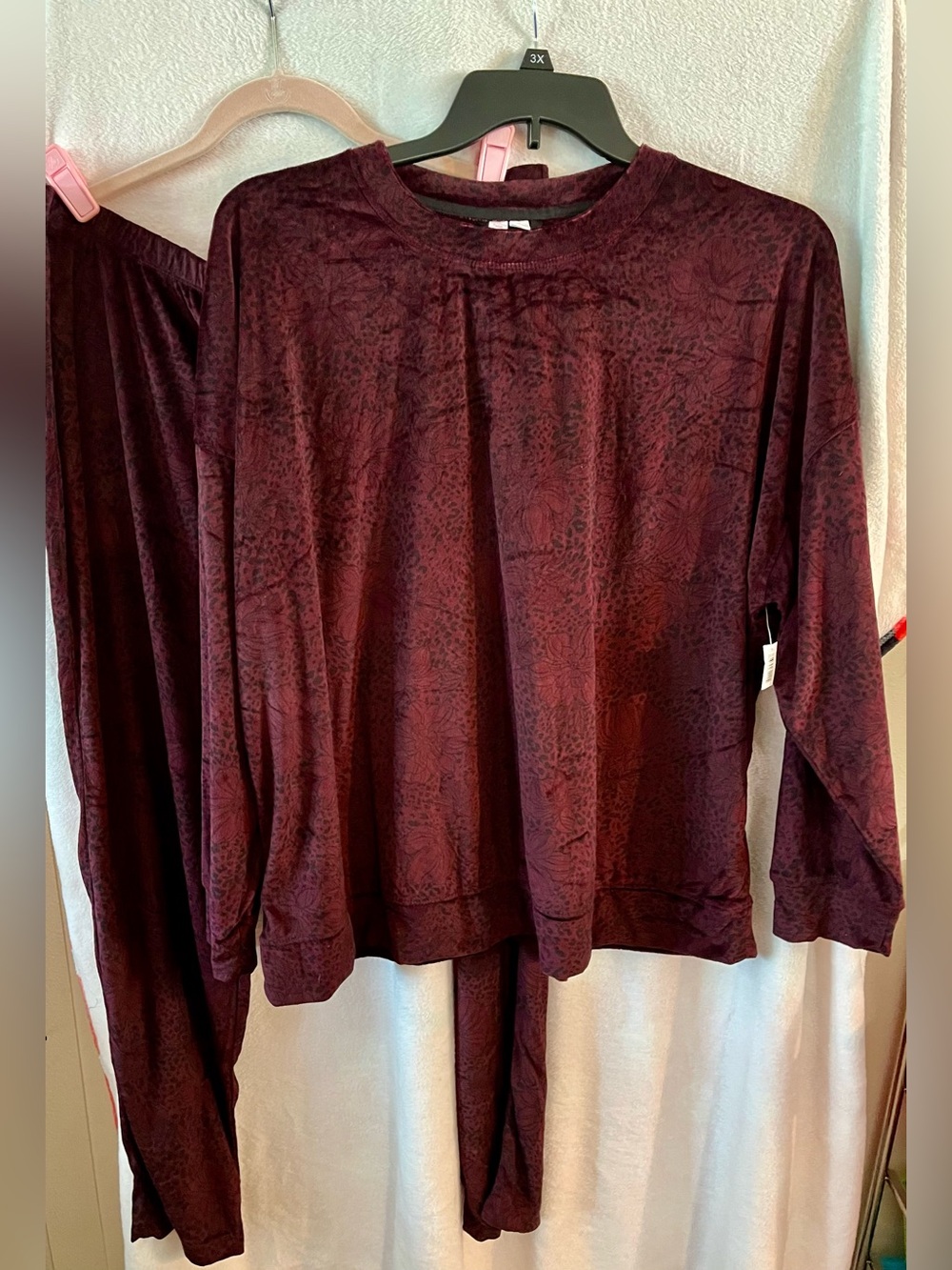 Women’s Long Sleeve Cozy PJ Set in Deep Burgundy